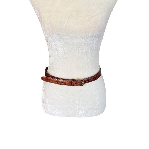 Brighton brown embossed calfskin on glove leather adjustable waist belt size 36 - Picture 2 of 7